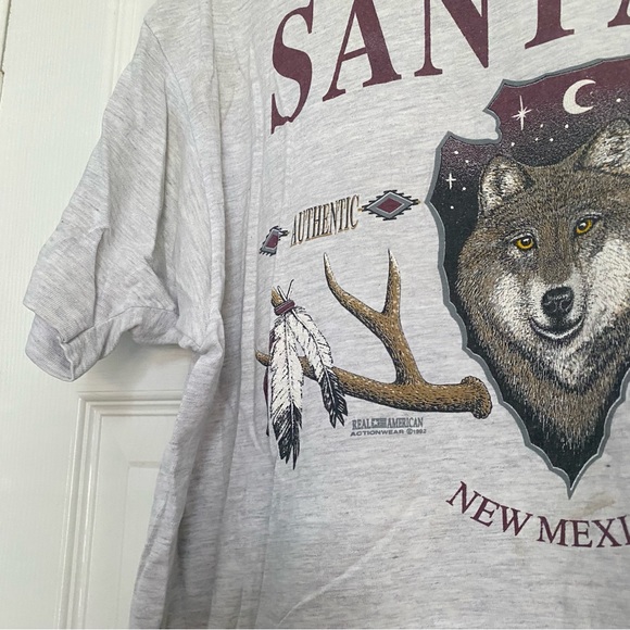 Vintage Hanes Beefy-T 1992 Single Stitch Santa Fe Wolf New Mexico Shirt Mens XL - Picture 3 of 6